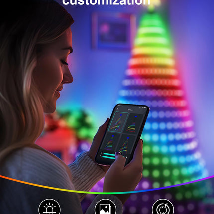 Christmas Tree Lights, Smart RGBIC 400 LEDs Christmas Lights Indoor, 6.8ft × 20 String Lights for Halloween Decor, IP65 Waterproof, Music Sync, DIY, 80+ Scene Modes, Green Wire