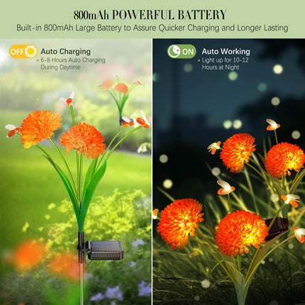 Solar Garden Lights, est 4 Pack Solar Swaying Bee Lights with Flowers, Waterproof Solar Firefly Lights Outdoor for Garden Patio Yard Pathway Fall Decoration, s for Women Mother's Day