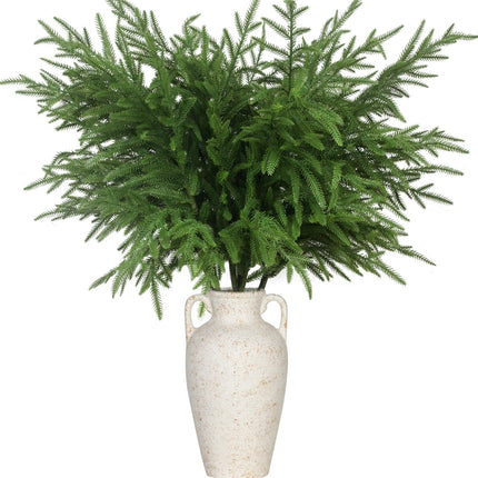 12 Pcs Artificial Norfolk Pine Branches - 30 Inch Faux Christmas Greenery Stems Fake Cedar Pine Picks for Vase DIY Crafts Garland Wreath Accessories Xmas Indoor Outdoor Home Decorations