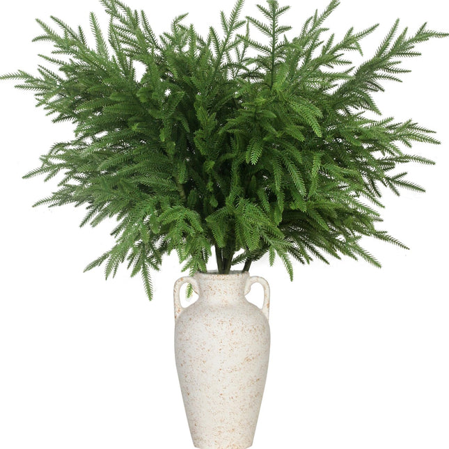 12 Pcs Artificial Norfolk Pine Branches - 30 Inch Faux Christmas Greenery Stems Fake Cedar Pine Picks for Vase DIY Crafts Garland Wreath Accessories Xmas Indoor Outdoor Home Decorations