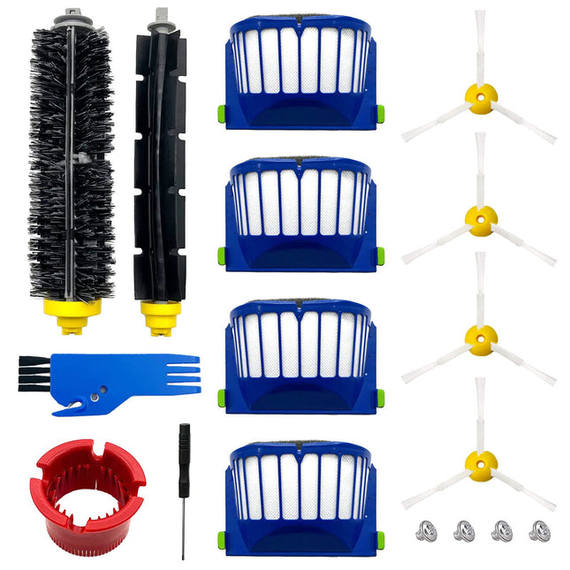 9 Pack Parts Accessories For Irobot Roomba 600 500 Series 694 675 676 692 695 677 671 655 645 690 680 660 650 620 614 595 585 564 Robot, 4 Filter 4 Side Brush 1Bristle&1Beater Brush