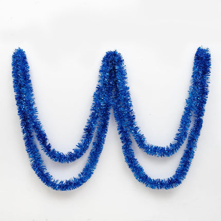 26.2 Ft Tinsel Garland, Blue Holiday Metalic Decorations for Birthday, Wedding, Festivities, Halloween, Christmas, Xmas Sparkly Garlands for All-Season Indoor Outdoor Home Party Decor