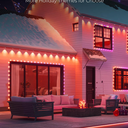 Smart Permanent Outdoor Lights, 100ft with 72 LED RGB String Lights, IP67 Waterproof Eaves Light with 44 Scene Modes for Halloween Christmas Birthday Holiday Party, APP/Voice/Remote Control