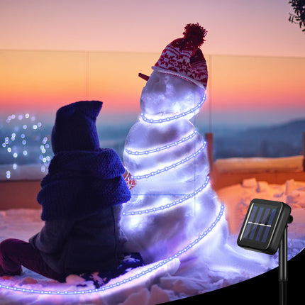 VIHOSE 2 Pcs Each 100ft 300 LED Solar Rope Lights Outdoor Waterproof Camping, 8 Modes String Light Clear PVC Tube Lighting for Party Garden Yard Wedding Christmas Halloween Tree Decor (White)