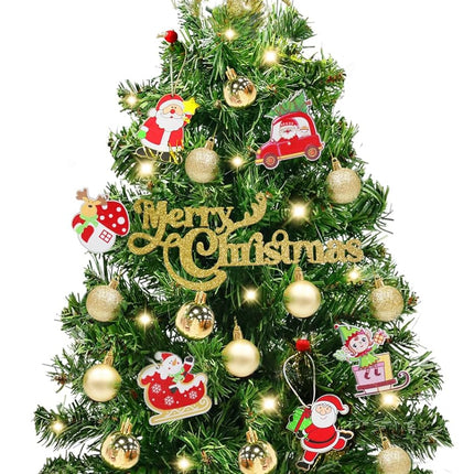 24 Inch Mini Table top Christmas Tree with Timer 30 LEDs & 34 Ornaments 2 Ft Small Tabletop Christmas Tree with Lights Artificial Christmas Decorations Desk Kid Room Office Home Decor Xmas