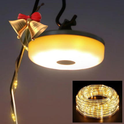HAMLITE Camping String Lights,2 in 1 Outdoor Waterproof Portable Stowable String Light with 5 Lighting Modes(32.8Ft), USB Camping Lights, Rechargeable String Lights for Camping Yard Hiking,Christmas
