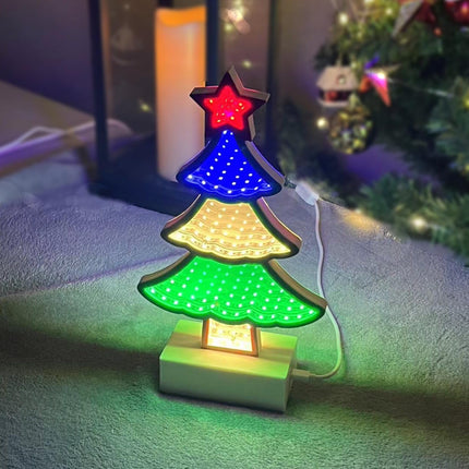 Table Top Christmas Tree,Infinity Christmas 3D Tree Decor, USB Or Battery Operated Small Christmas Light Up Tree Decor for Christmas Decoration