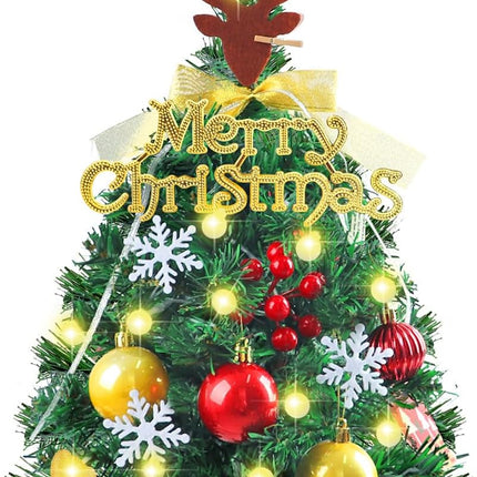 Mini Christmas Tree, 24 Inch Small Christmas Tree, Artificial Table Top Christmas Trees with Lights, Star Treetop and Ornaments, DIY Christmas Decoration, Holiday Decorations Xmas Indoor, Home Decor