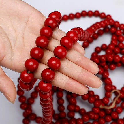 Christmas Wooden Bead Garland 16 Feet, Red Christmas Wood Bead Garland, Red Bead Garland for Christmas Tree Decorations, Christmas Xmas Holiday Favors