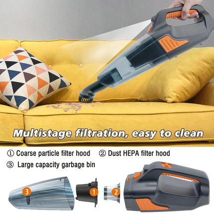Handheld Vacuum Cleaner, 16000Pa Powerful Suction Cordless Rechargeable, For Car Home Office Cleaning With Led Light