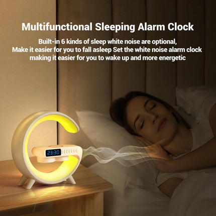 Smart LED Table Lamp,15W Wireless Charging Speaker Alarm Clock for Bedside Lamp,Night Light and Bluetooth Speaker Atmosphere Lamp for Bedroom, Home Decor Ambient Lighting for Christmas s