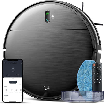 Robot Vacuum And Mop Combo, 2 In 1 Mopping Robot Vacuum Cleaner With Schedule, Wifiapp, 1400Pa Max Suction, Selfcharging Robotic Vacuum, Slim, Ideal For Hard Floor, Pet Hair, Lowpile Carpet