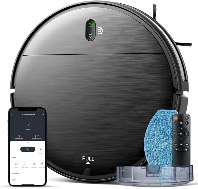 Robot Vacuum And Mop Combo, 2 In 1 Mopping Robot Vacuum Cleaner With Schedule, Wifiapp, 1400Pa Max Suction, Selfcharging Robotic Vacuum, Slim, Ideal For Hard Floor, Pet Hair, Lowpile Carpet