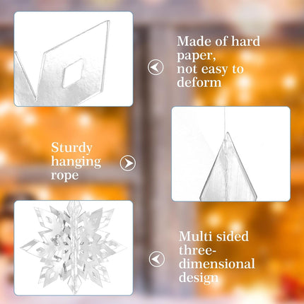 Christmas Hanging Snowflakes Decorations Clearance 3D Iridescent Paper Snowflakes Snow Flakes Garland for Winter Wonderland Frozen Christmas Birthday Party Decorations(18PCS)