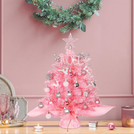 20in Mini Christmas Tree with LED Light Desktop Christmas Tree Artificial Christmas Tree with Stars Topper Small Christmas Tree Decoration for Home,Office,Wedding Party