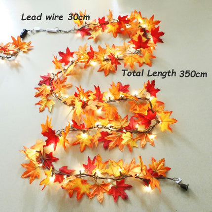 Maple Leaf String Lights Fall Garland Plug in, Autumn Leaf Fairy Lights, Fall Leaves Garland with Decorative Lights for Thanksgiving Harvest Christmas Festival Indoor Outdoor Decoration 12ft 50 Bulbs