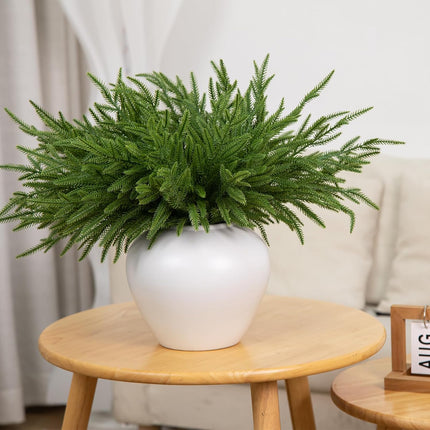 12 Pcs Artificial Norfolk Pine Branches - 18 Inch Faux Christmas Green Plants Greenery Stems Fake Cedar Pine Picks for Vase DIY Crafts Garland Wreath Accessories Xmas Indoor Outdoor Home Decor