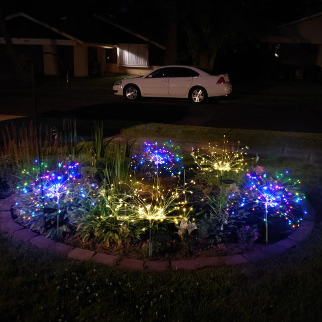 Anordsem Solar Lights Outdoor Waterproof: Garden Fireworks Light Colorful for Yard Decorative Outside - LED Sparklers Lamp Patio Pathway Christmas Decorations