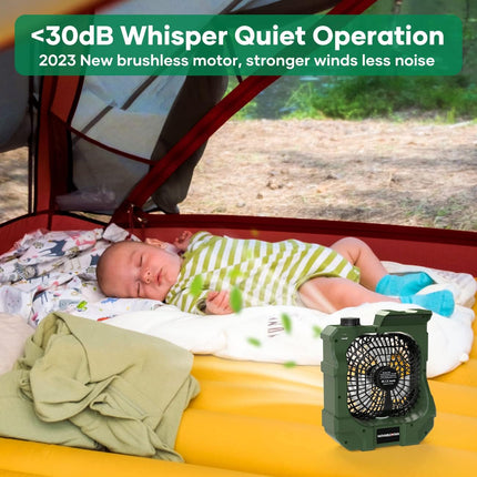 Oscillating Camping Fan, Battery Operated Fan With 10400 Mah Usb Rechargeable Battery, Camping Fan With Led Camping Light