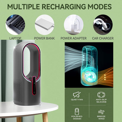 Misby Desk Fan, Bladeless Desk Fan With 3Speed Options, Quiet Cooling, Touch Control Personal Fan For Desk Home, Office, Bedroom