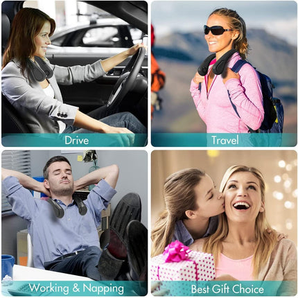 Bladeless Neck Fan, 5000Mah Rechargeable Battery Powered, 3 Speeds, Angle Adjustable, HandFree Portable Neck Fan For Both Outdoor
