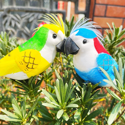 LWINGFLYER 4pcs Clip on Parrot Ornaments Parakeet 6.6inch Artificial Simulation Foam Feather Bird for Christmas Tree Decoration Home Garden Wedding Party Accessories