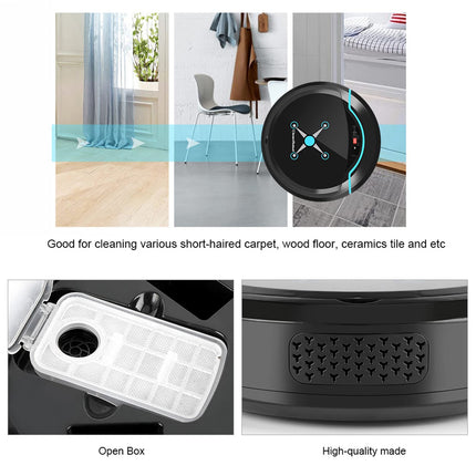 Robot Vacuum Cleaner, Usb Rechargeable Automatic Smart Robot Vacuum Floor Cleaner Household Sweeping Machine Black