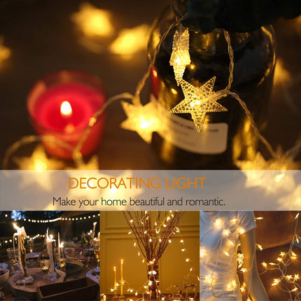 YoTelim Star String Lights Battery Operated，Water Proof 33FT 100 LED Fairy Christmas Lights 8 Modes with Remote Control, for Home, Party, Wedding, Garden Decoration Warm White