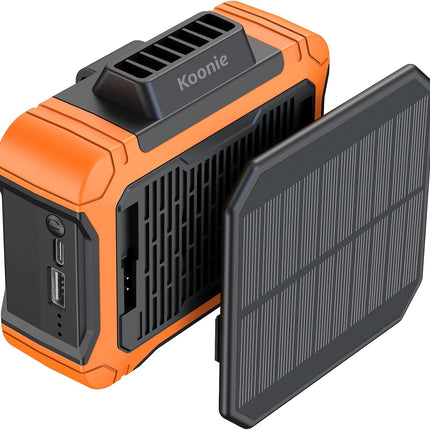 Koonie 10000Mah Waist Clip Fan With Solar Panel, 30H Working Time, Personal Led Light, Battery Powered Belt Fan, Strong Airflow