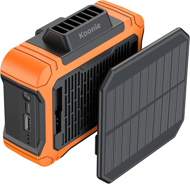 Koonie 10000Mah Waist Clip Fan With Solar Panel, 30H Working Time, Personal Led Light, Battery Powered Belt Fan, Strong Airflow