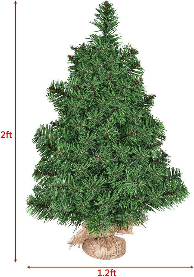 3FT Artificial Tabletop Christmas Tree, Premium Spruce Christmas Tree w/Burlap Base, for Xmas Indoor Decor