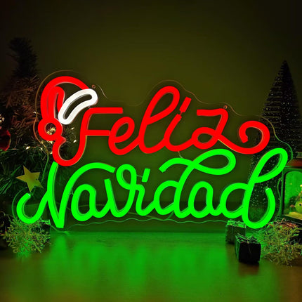 Merry Christmas Neon Sign Dimmable Feliz Navidad Neon Sign for Wall Decor LED Neon Mexican Christmas Decorations for Window, Bedroom, Living Room, Feliz Navidad Backdrop Neon Light for Christmas Party