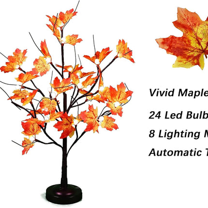 FUCHSUN 24 LED Tabletop Fall Maple Tree Light Lighted Bonsai Autumn Tree with 8 Lighting Modes & Timer for Party Wedding Christmas Thanksgiving Home Decoration