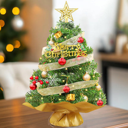 FOTSHARER Mini Christmas Tree Green 2FT Christmas Tree Artificial Small Xmas Tree with Ornaments Table Top Christmas Tree for DIY Little Christmas Tree for Table Holiday Tabletop Tree for Desk Office