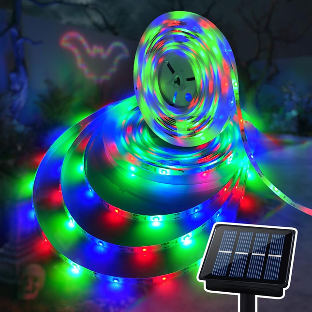 Solar LED Strip Lights, 20FT Waterproof RGB Color 180 LEDs Cuttable with 8 Modes Solar Powered LED Fairy Lights for Christmas Outside, Garden, Patio, Yard, Party