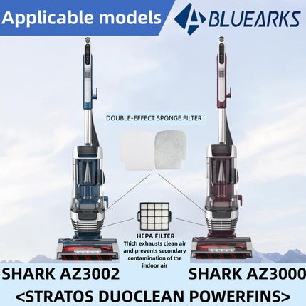 5Pcs Shark Stratos Filter S Compatible With Az3002 Az3000 Az3000W Shark Stratos Duo Clean Powerfins Upright Vacuum Kit Includes 1 Brush Roll+2 Hepa + 2 Foam & Felt Filters