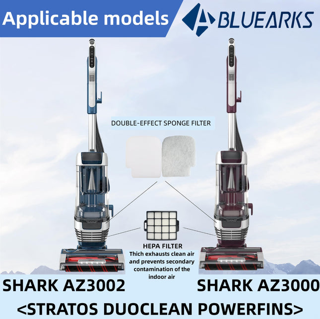 5Pcs Shark Stratos Filter S Compatible With Az3002 Az3000 Az3000W Shark Stratos Duo Clean Powerfins Upright Vacuum Kit Includes 1 Brush Roll+2 Hepa + 2 Foam & Felt Filters