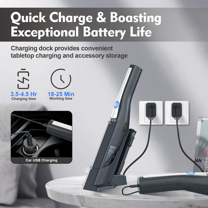 Xrexs Wireless Handheld Car Vacuum Cleaner 12000Pa, Car Vacuum Cordless Rechargeable, Portable Hand Held Vacuum, Handheld Car Vacuum For Carstairspet Hair