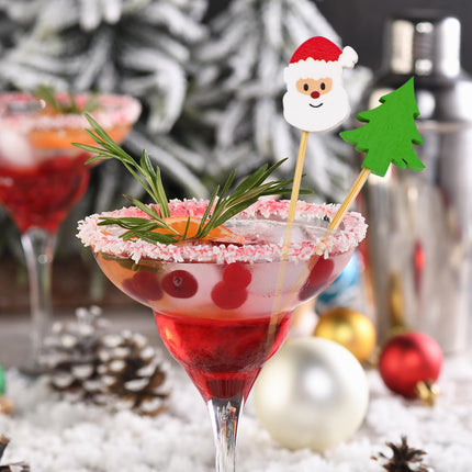 Christmas Cocktail Picks 120Pcs Christmas Food Picks Decorative Toothpicks Santa Snowman Snowflake Appetizers Fruit Skewers Sticks for Appetizers Party Supplies