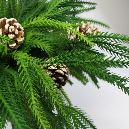 Christmas Norfolk Pine Branches, 8Pcs Christmas Greenary Stems, Real Touch Norfolk Pine Stems with 6Pcs Pine Cones Picks for Christmas Wreath Garland Home Decor (8)