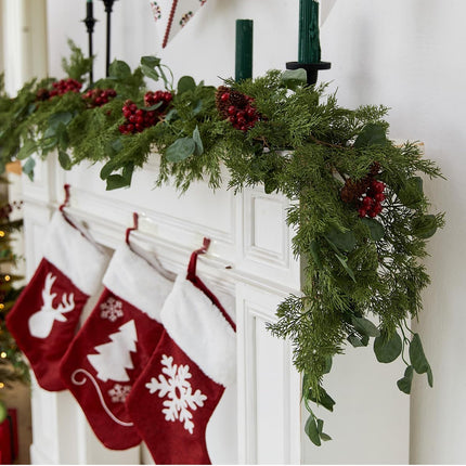 6.3FT Christmas 108 Branch Tips Artificial Cedar Garland, Anna's Whimsy Seasonal Artificial Pine Cypress Greenery Garland, Christmas Decorations Holiday Indoor Outdoor Christmas Decor Winter Garland