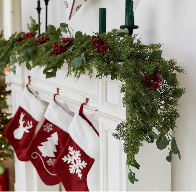 6.3FT Christmas 108 Branch Tips Artificial Cedar Garland, Anna's Whimsy Seasonal Artificial Pine Cypress Greenery Garland, Christmas Decorations Holiday Indoor Outdoor Christmas Decor Winter Garland