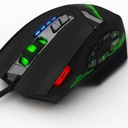 12 Programmable Buttons C12 Gaming Mouse, AFUNTA Laser Double-Speed Adjustment 8000DPI Mice Support 4 Level Switch