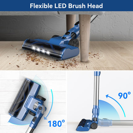 Uniqus Vacuum Cleaners For Home, Lightweight Cordless Vacuum With 2200 Mah Battery, 40 Mins Runtime, Rechargeable Stick Vacuum For Carpet Hardwood Floor