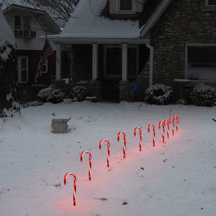 Candy Cane Christmas Lights Outdoor Decorations, Set of 10 Candy Cane Lights Outdoor Pathway for Christmas Candy Decorations,10 inch Lighted Candy Canes Outdoor Christmas Decorations Yard