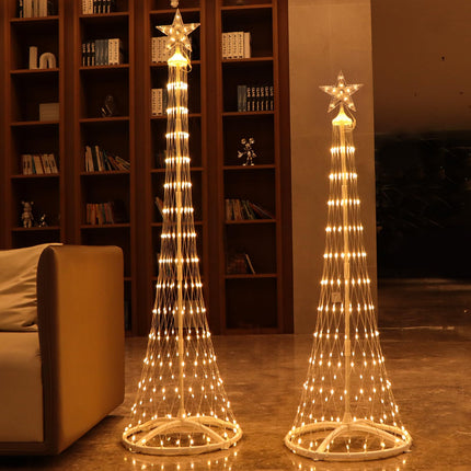 Fanshunlite Christmas Cone Tree Lights, LED Artificial Tree with 8 Modes Light Show, Decor for Porch Garden Patio Indoor Outdoor House Yard Xmas Decorations, 271 LED Warm White 5FT