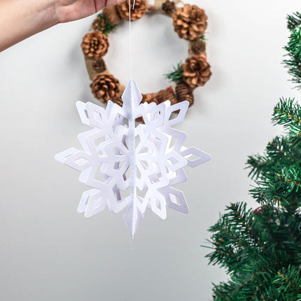 JOHOUSE 12PCS Snowflake Decorations, 3D Paper Snowflake Garland White Hanging Snowflake Ornaments for Winter Christmas Home Decorations