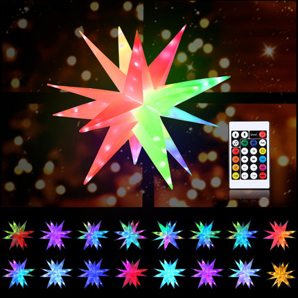 Riakrum Christmas Moravian Star Light Large Moravian Star Christmas Tree Topper Hanging Outdoor Xmas Star String Lights LED Bethlehem Star Porch Light, Advent Star (1 Pcs,10 Inch)