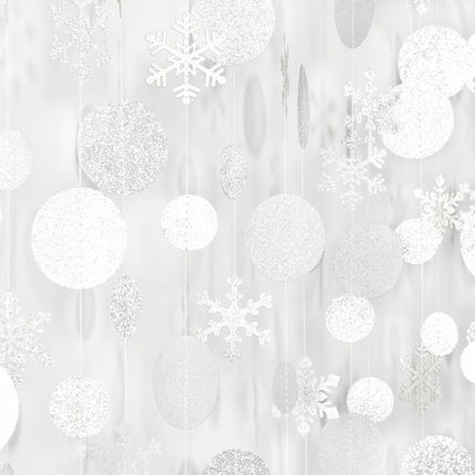 Silver Snowflake-Snow White-Christmas Party-Decorations Garland - 4pcs Winter Wonderland Hanging Streamers,Frozen Baby Shower Birthday Year Bridal Ceiling Banner Backdrop Decor Burgleda