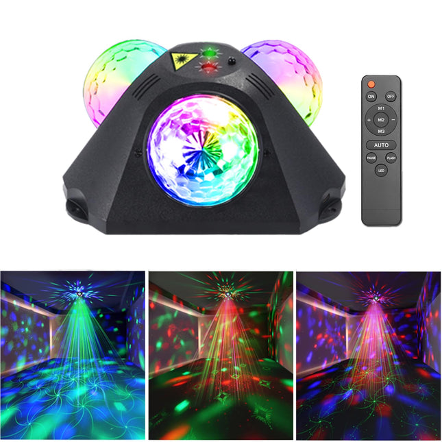 4 in 1 Disco Party Lights, 3 RGB Disco Lights+Red and Green Pattern Lamp Strobe Lights for Home Room Dance Parties Birthday Karaoke Halloween Christmas Wedding Show Club Decorations